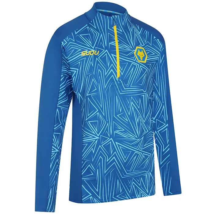 Wolverhampton Wanderers Shop | 2025-26 3rd Pre Match 1/4 Zip – Blue Wolverhampton Wanderers Merchandise